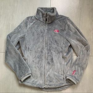 North face fuzzy zip up with two zipper pockets